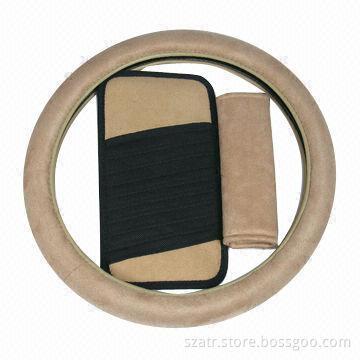 Colorful Car Steering Wheel Cover with 2-piece Safety Belt Cushion CD Box